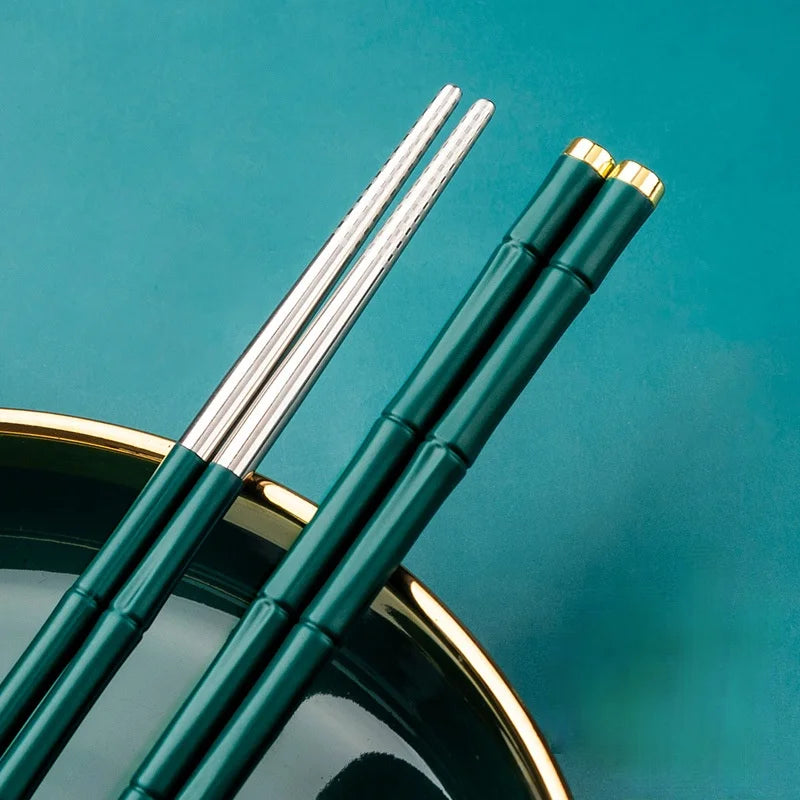 High-End Japanese Stainless Steel Chopsticks Metal Non-Slip Steel