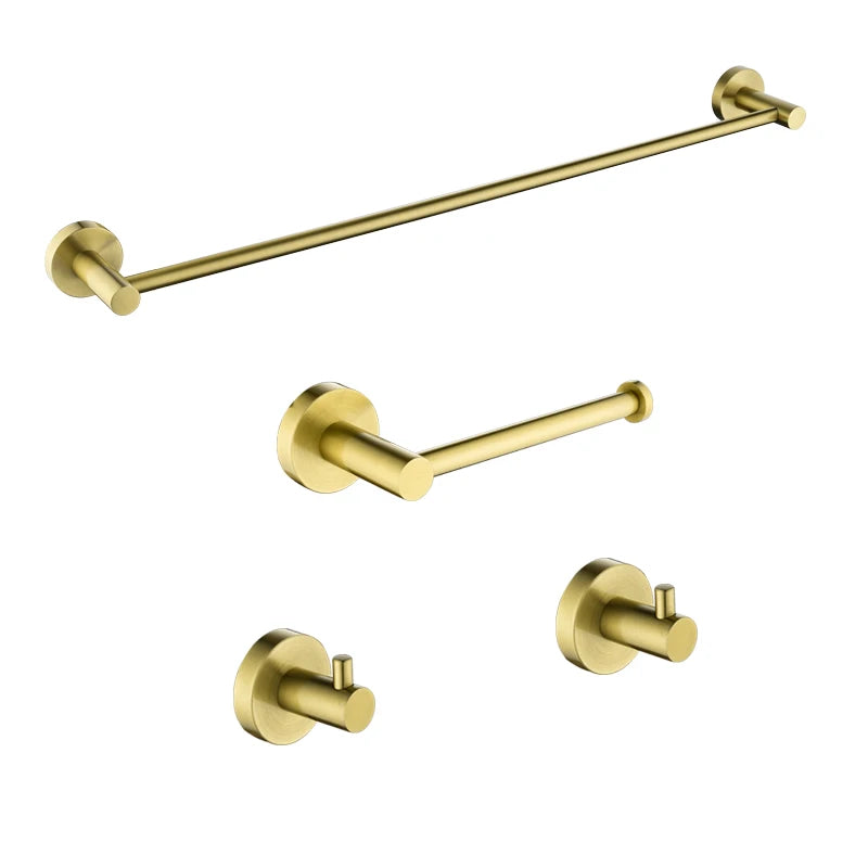 Brushed Gold Bathroom Towel Rack Toilet Brush Roll