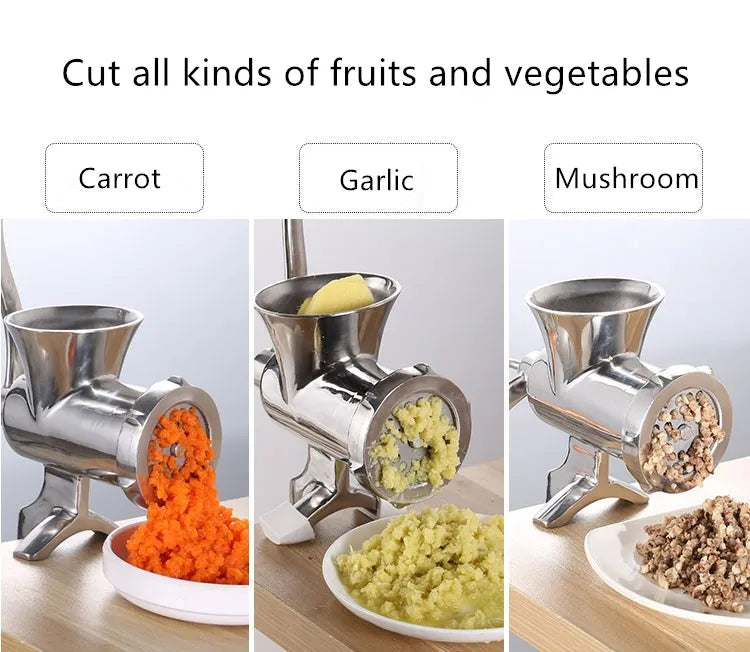 Meat Grinder Mincer Silver Stainless Steel Hand Crank
