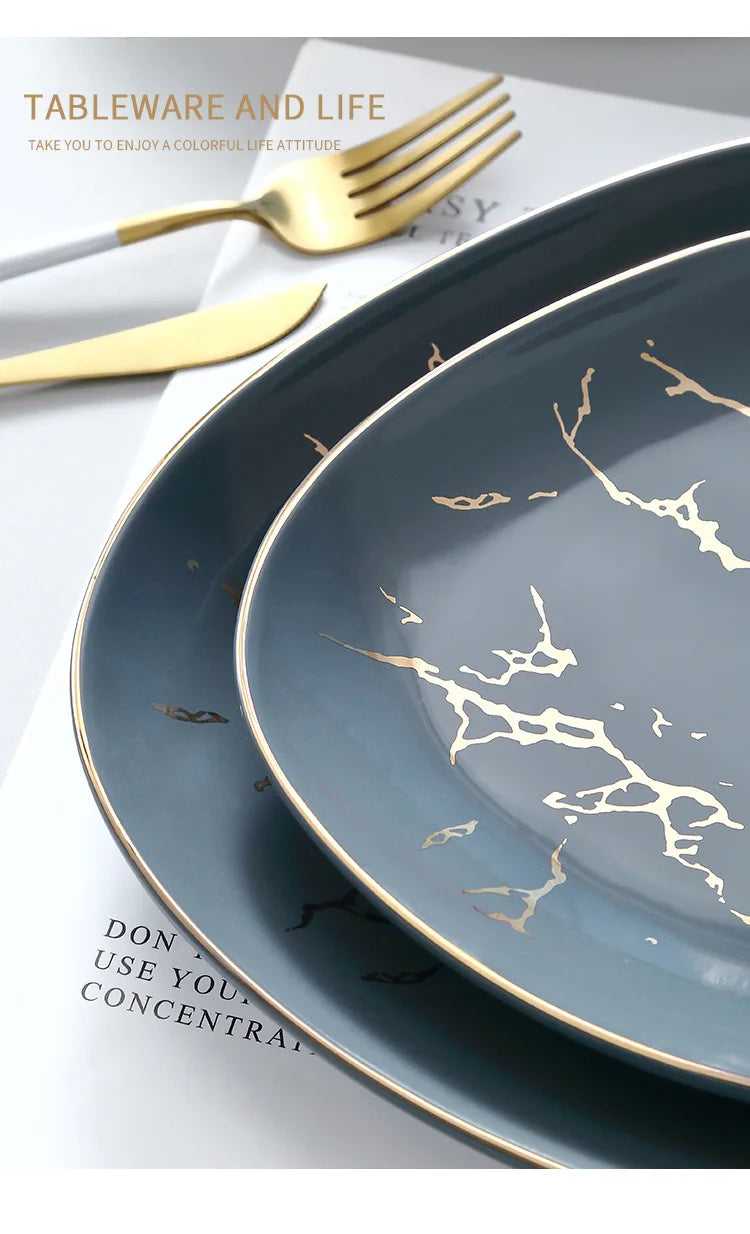 Nordic Dinner Irregular Plates Ins Gold Inlay Dinner