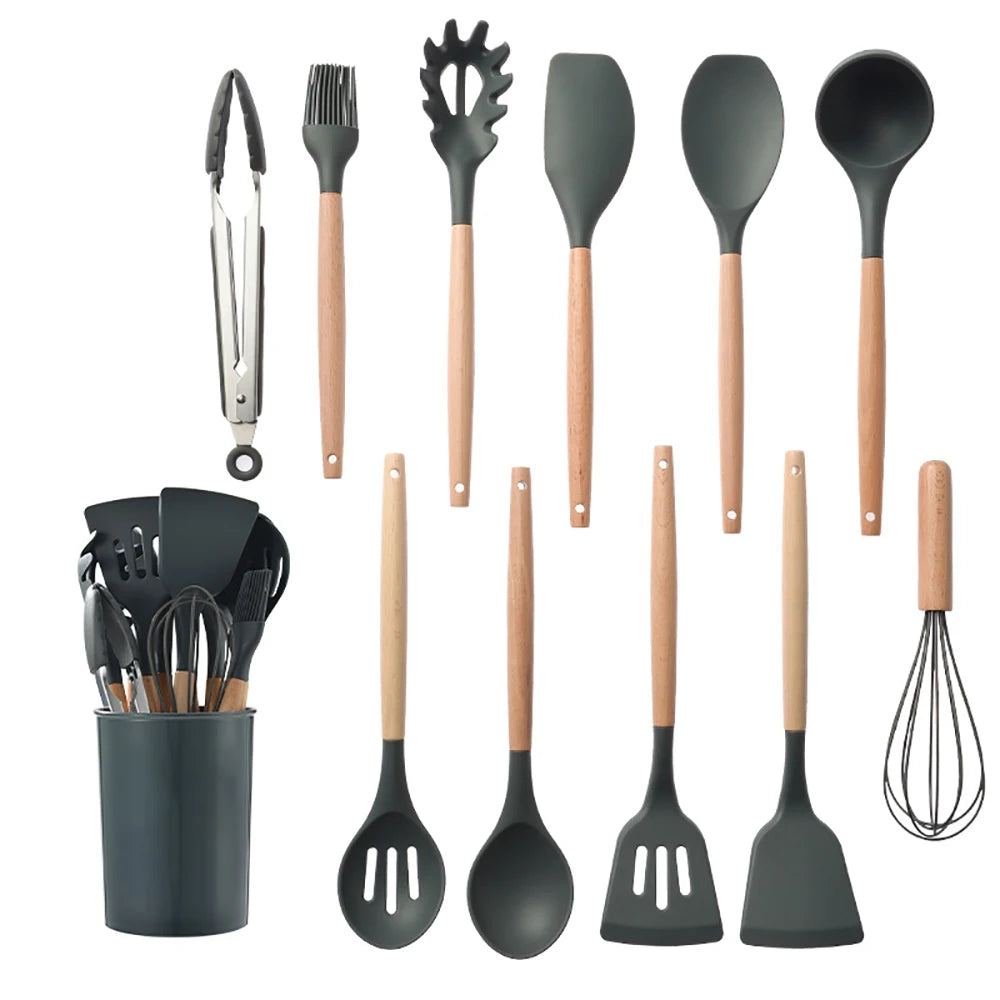12pcs Silicone Utensils Non-Stick Cookware Spatula Shovel Egg
