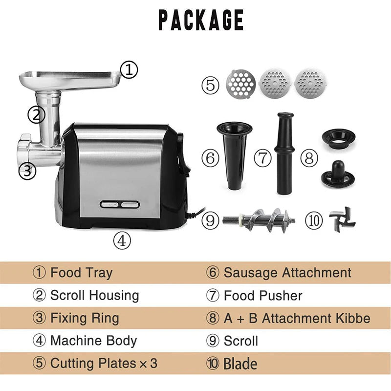 Heavy Duty 3200w Electric Meat Grinder Automatic Stainless