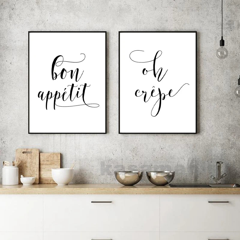French Bon Appetit Art Print Wall Decor Housewarming