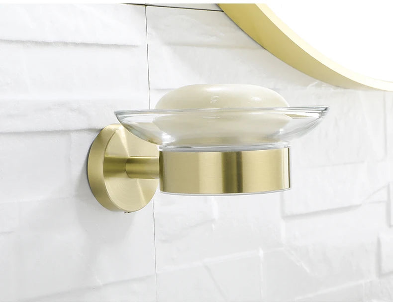 Bathroom Hardware Brushed Gold Toilet Brush Holder Robe