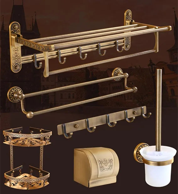 Tuqiu Bathroom Antique Bronze Carved Aluminum Bath Hardware
