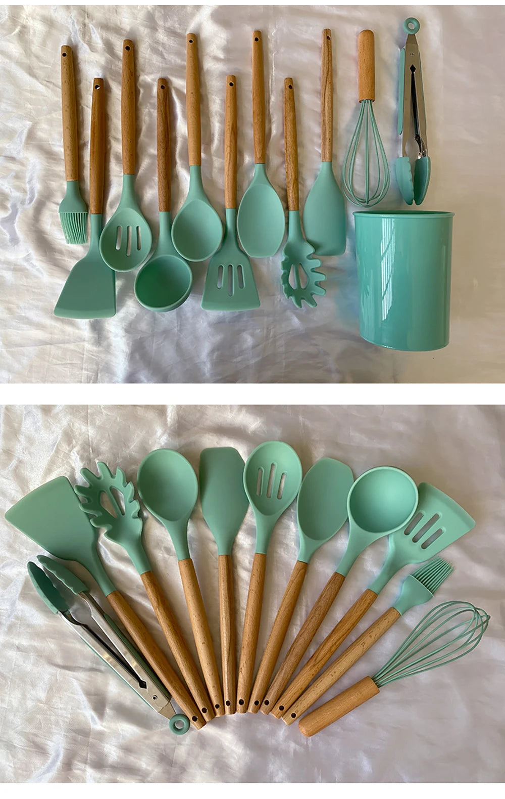 12pcs Silicone Utensils Non-Stick Cookware Spatula Shovel Egg
