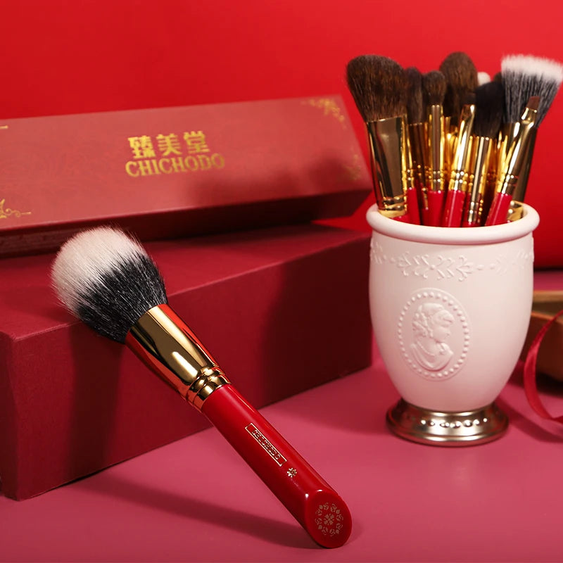 Chichodo Makeup Brush-Luxurious Red Rose Series 20pcs Animal