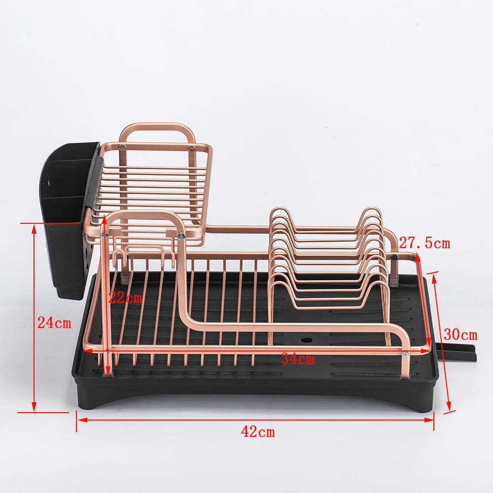Dish Drying Rack Aluminum Sink Stand Organizer Drainer