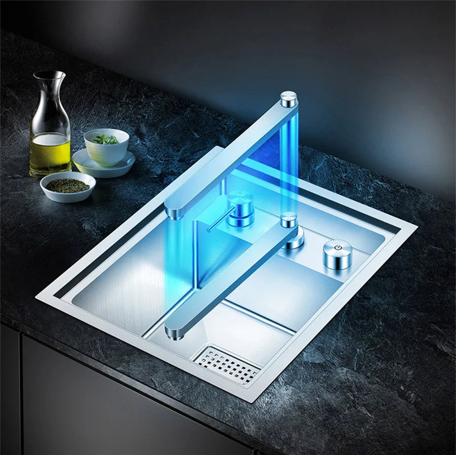 Asras Sink Faucet 304 Stainless Steel Lifting Faucet