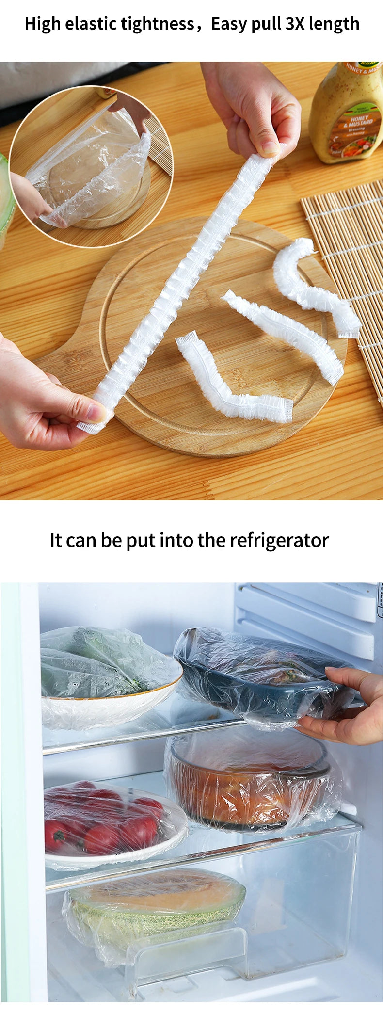 Reusable Disposable Food Cover Plastic Wrap Durable Elastic