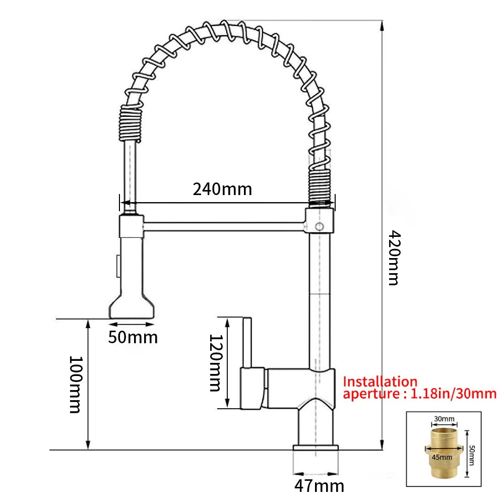 Faucets Sink Stainless Steel Handle Hole Pull Down