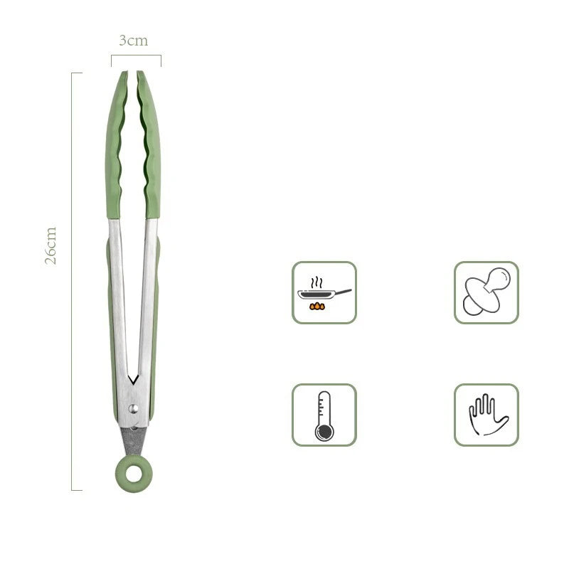 Avocado Green Silicone Utensils Cooking Kitchenware Wooden Handle