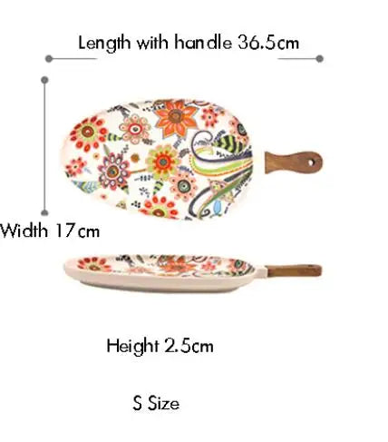 Ceramic Salad Plates Handle Porcelain Dinner Plates Colorful