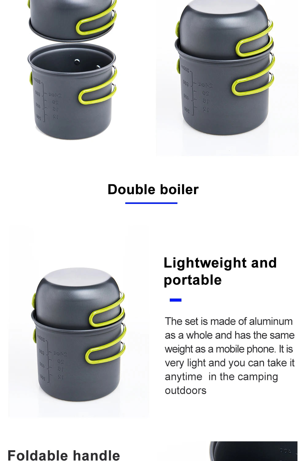 Widesea Camping Cooking Utensils Outdoor Tableware Pot Ultralight