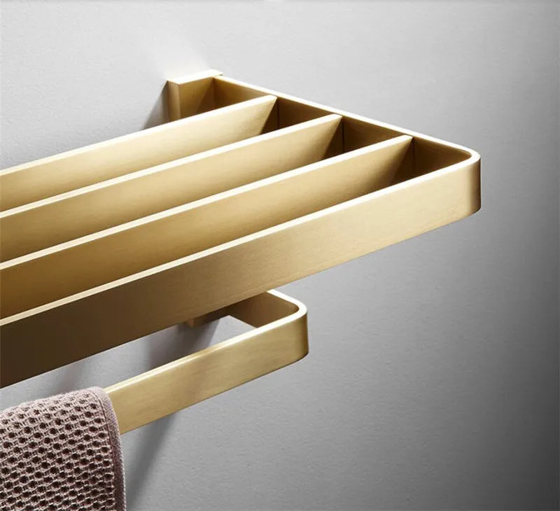 Bathroom Towel Rack Corner Shelf Paper Holder Hook