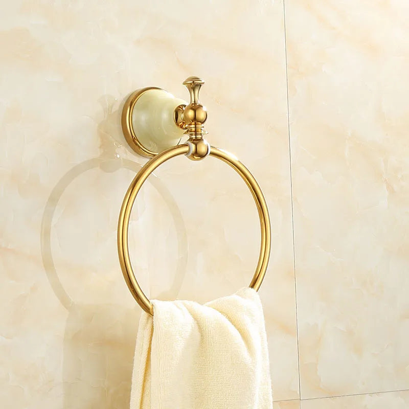 Tuqiu Bathroom Gold Bathroom Shelf Towel Rack Towel