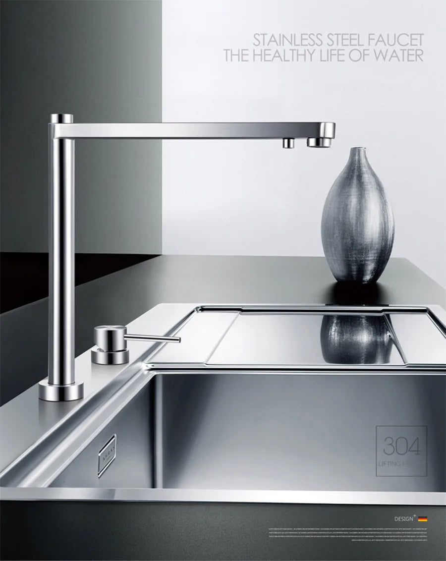 Asras Sink Faucet 304 Stainless Steel Lifting Faucet