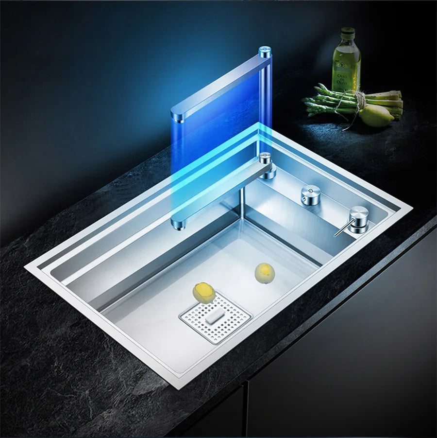 Asras Sink Faucet 304 Stainless Steel Lifting Faucet