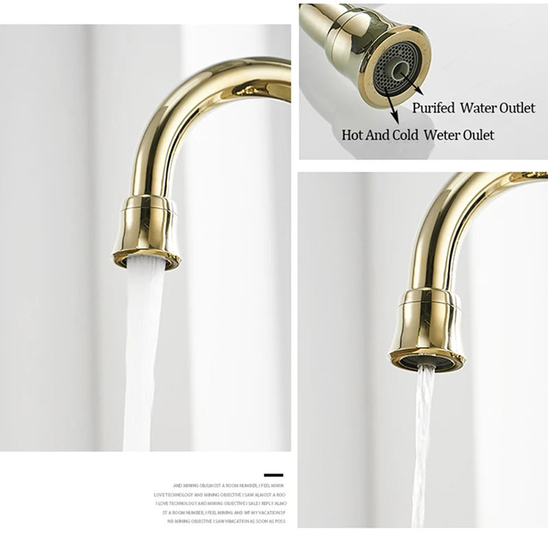 Polished Golden Filter Faucet Drinking Pure Water Tap