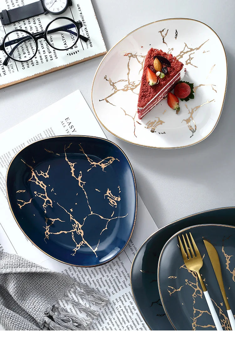 Nordic Dinner Irregular Plates Ins Gold Inlay Dinner