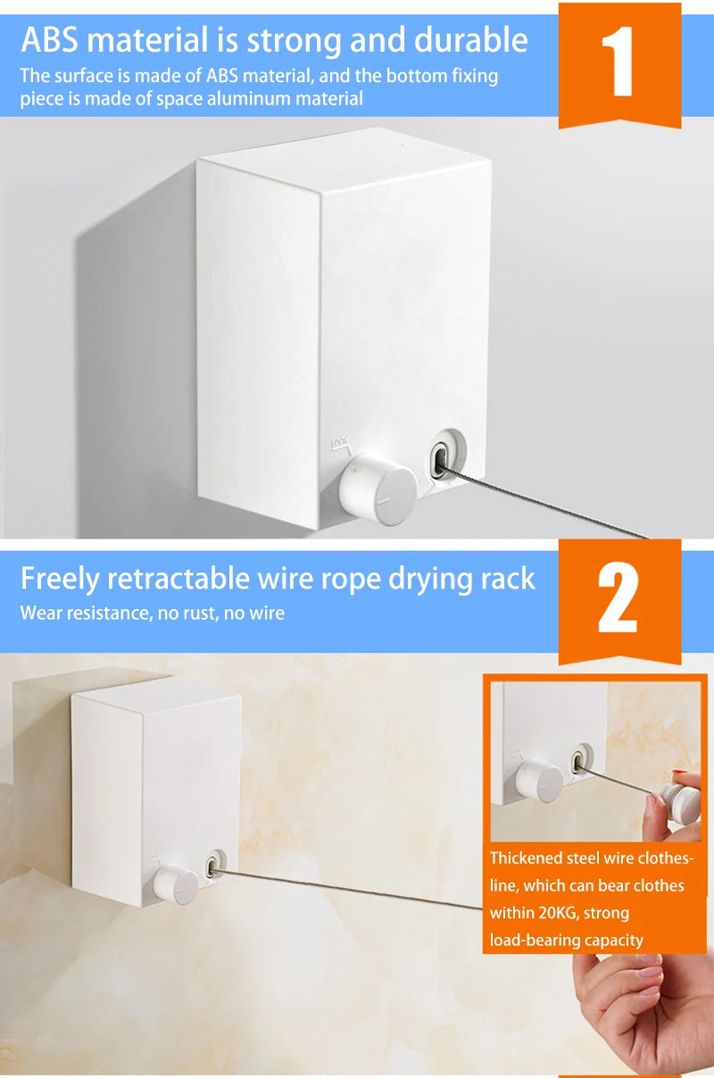 Punch-Free Retractable Clothesline Hotel Wall Hanging Clothes