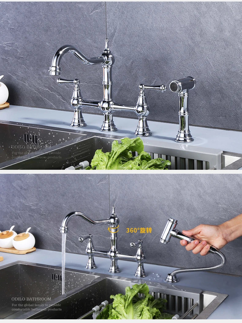 Basin Faucet Cold Faucet Brass Double-Handle Swivel Sink