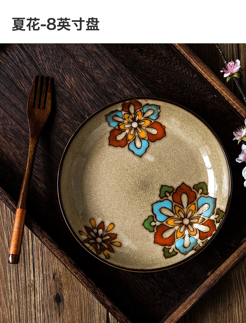 Chinese-Style Ceramic Deep Plate Salad Plate Disc Personality