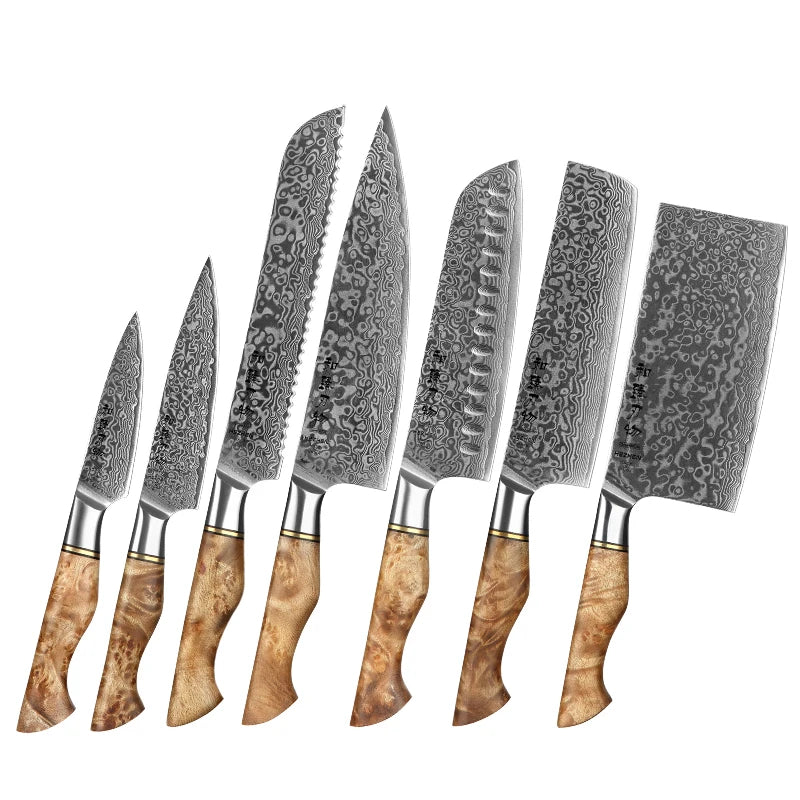 Hezhen Knife 1-7pc Damascus Steel Knives Chef Knife