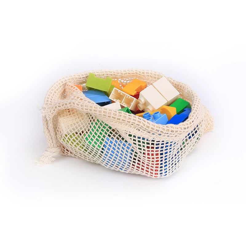 Reusable Cotton Mesh Produce Bags Vegetable Fruit Food