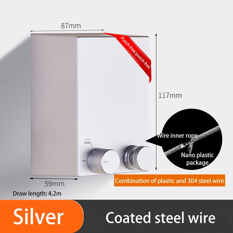 Punch-Free Retractable Clothesline Hotel Wall Hanging Clothes