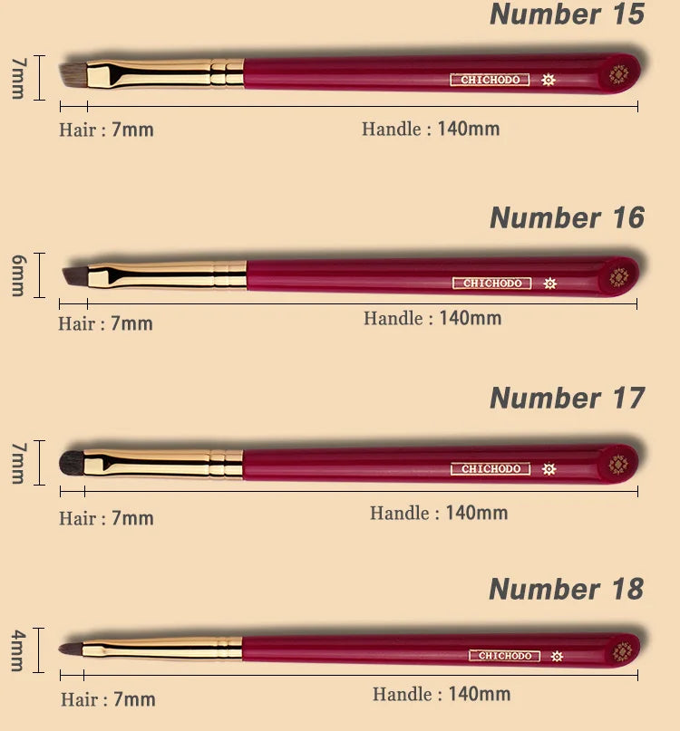 Chichodo Makeup Brush-Luxurious Red Rose Series 20pcs Animal
