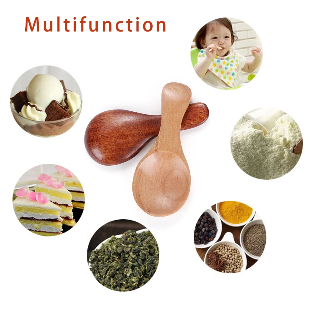 1pcs Small Mini Wood Condiment Scoop Flatware Coffee