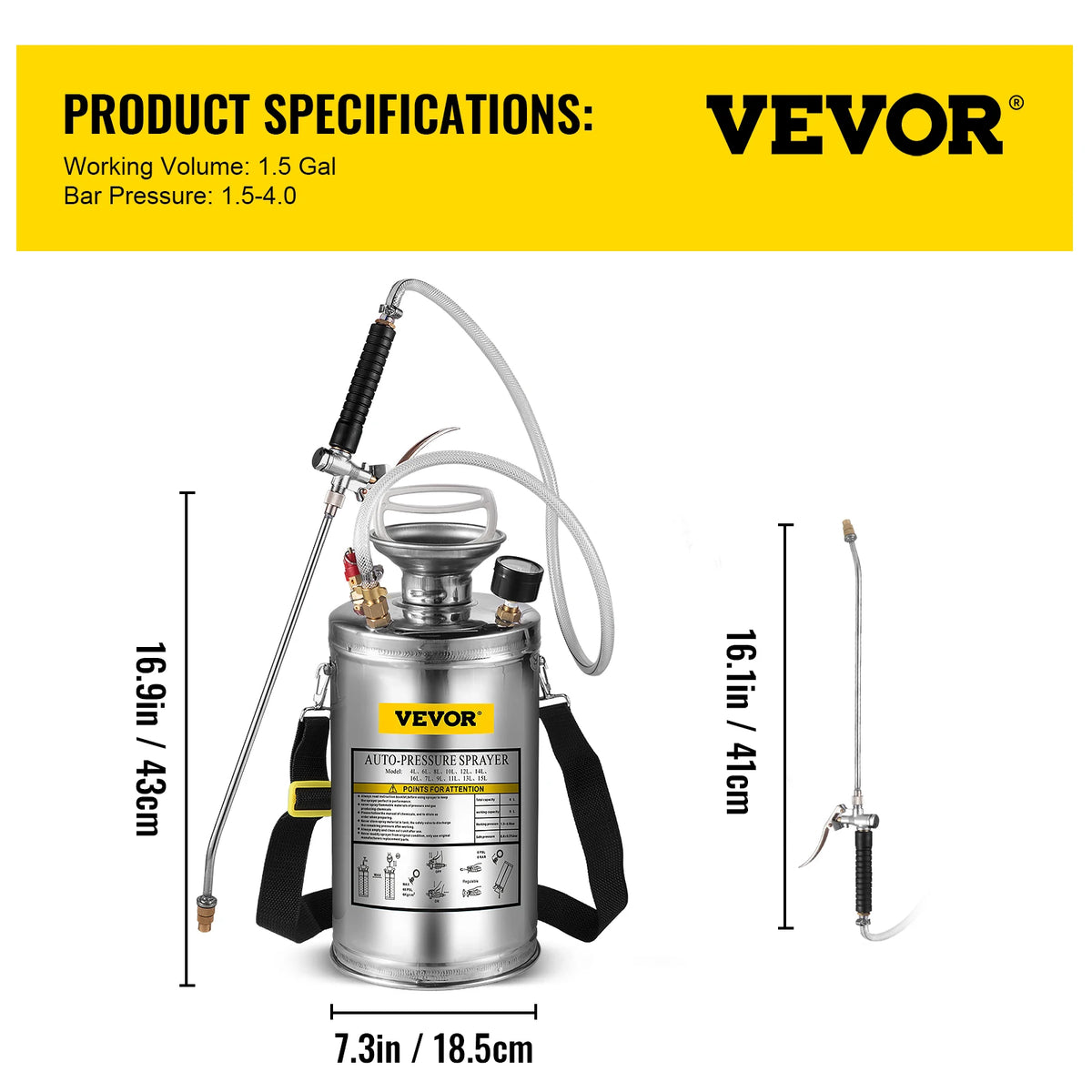 Succebuy 4-12l Hand Powered Sprayer Stainless Steel Watering