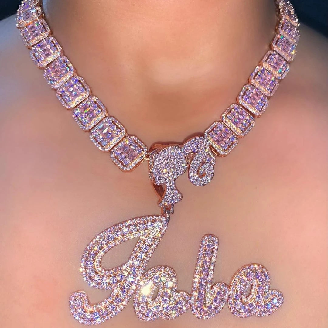 Bling King Icy Girl Clasp Custom Brush Script