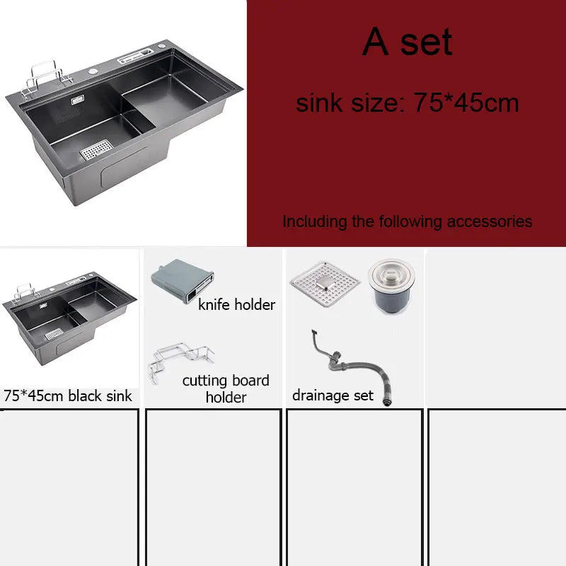 Black High Low Sink Sink Knife Holder Vegetable
