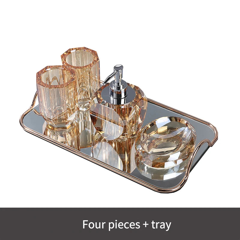Crystal Glass Bathroom Toothbrush Cup Soap Dish Bottling