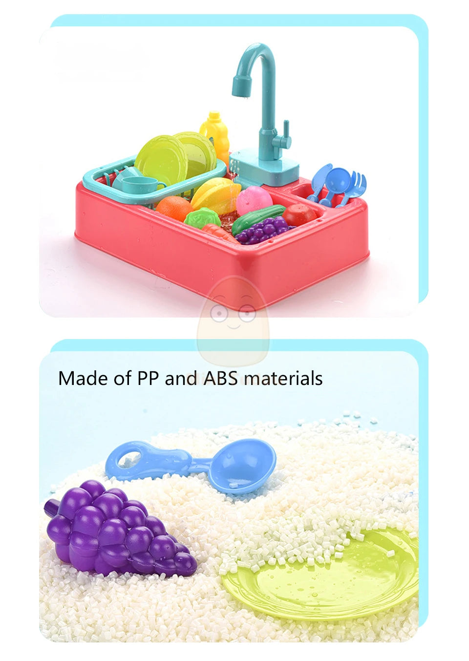 Toy Plastic Dish Wash Sink Children Simulation Pretend