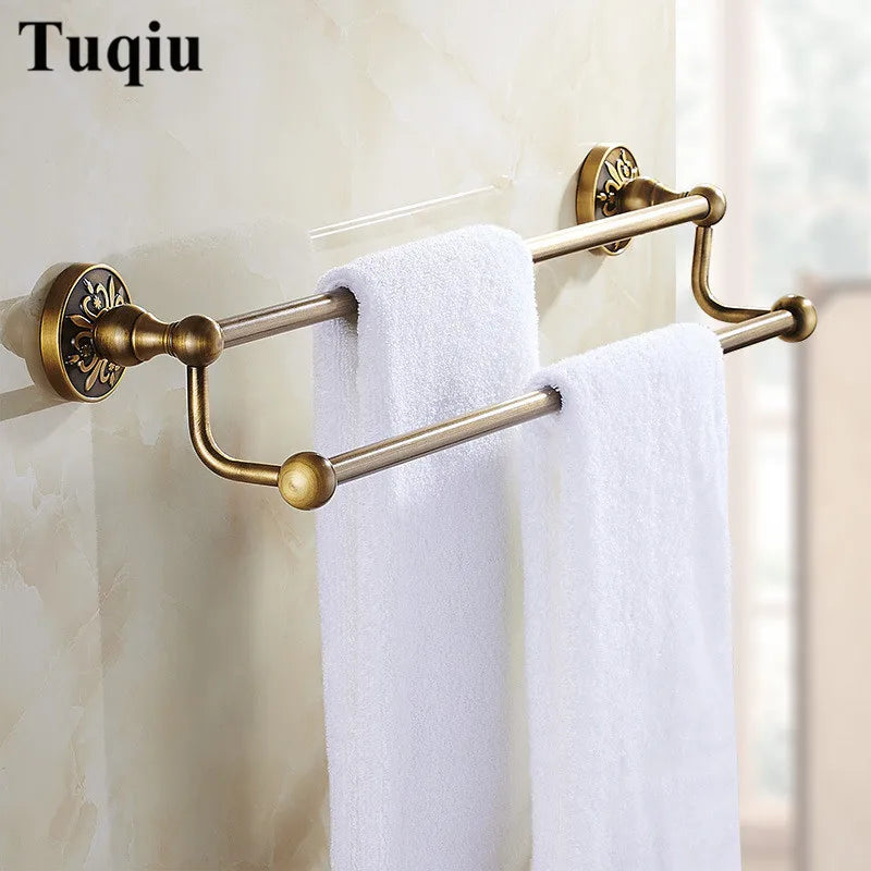 Tuqiu Bathroom Antique Bronze Carved Aluminum Bath Hardware