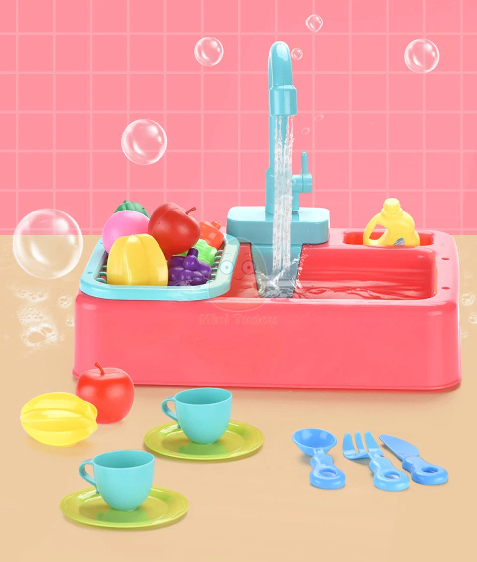Toy Plastic Dish Wash Sink Children Simulation Pretend