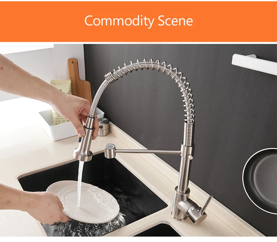 Faucets Sink Stainless Steel Handle Hole Pull Down