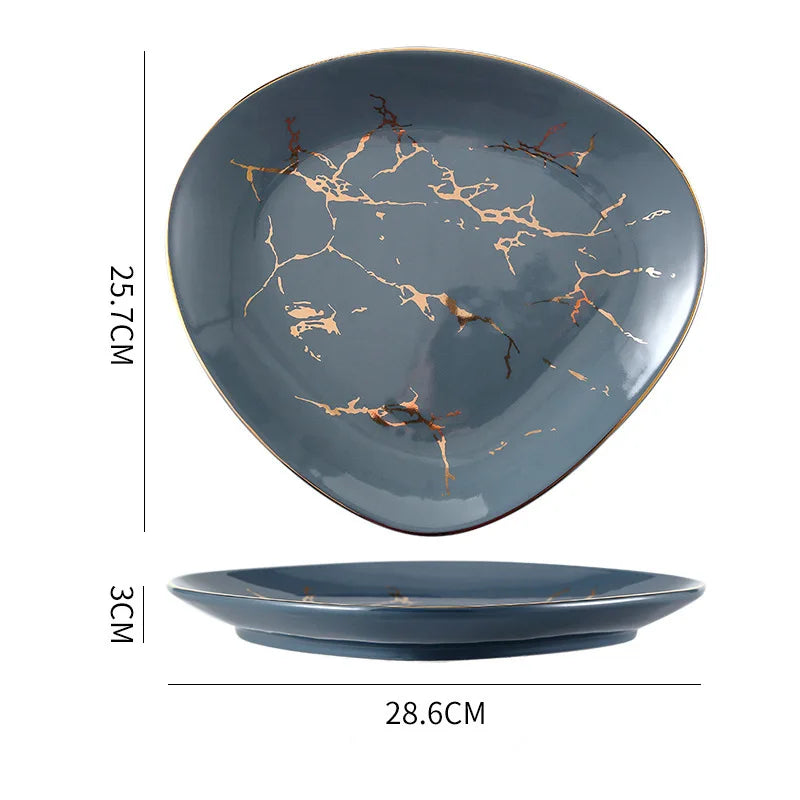 Nordic Dinner Irregular Plates Ins Gold Inlay Dinner