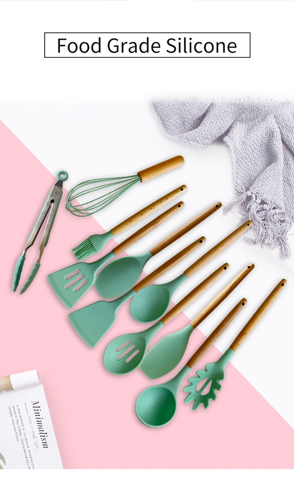 12pcs Silicone Utensils Non-Stick Cookware Spatula Shovel Egg