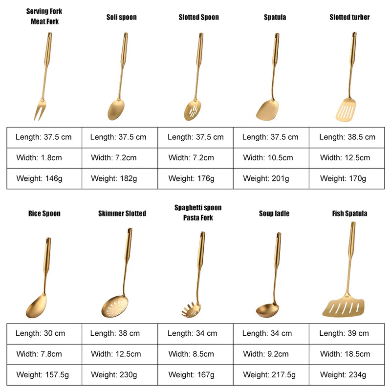 1pc Stainless Steel Cooking Gold Soup Ladle Spoon
