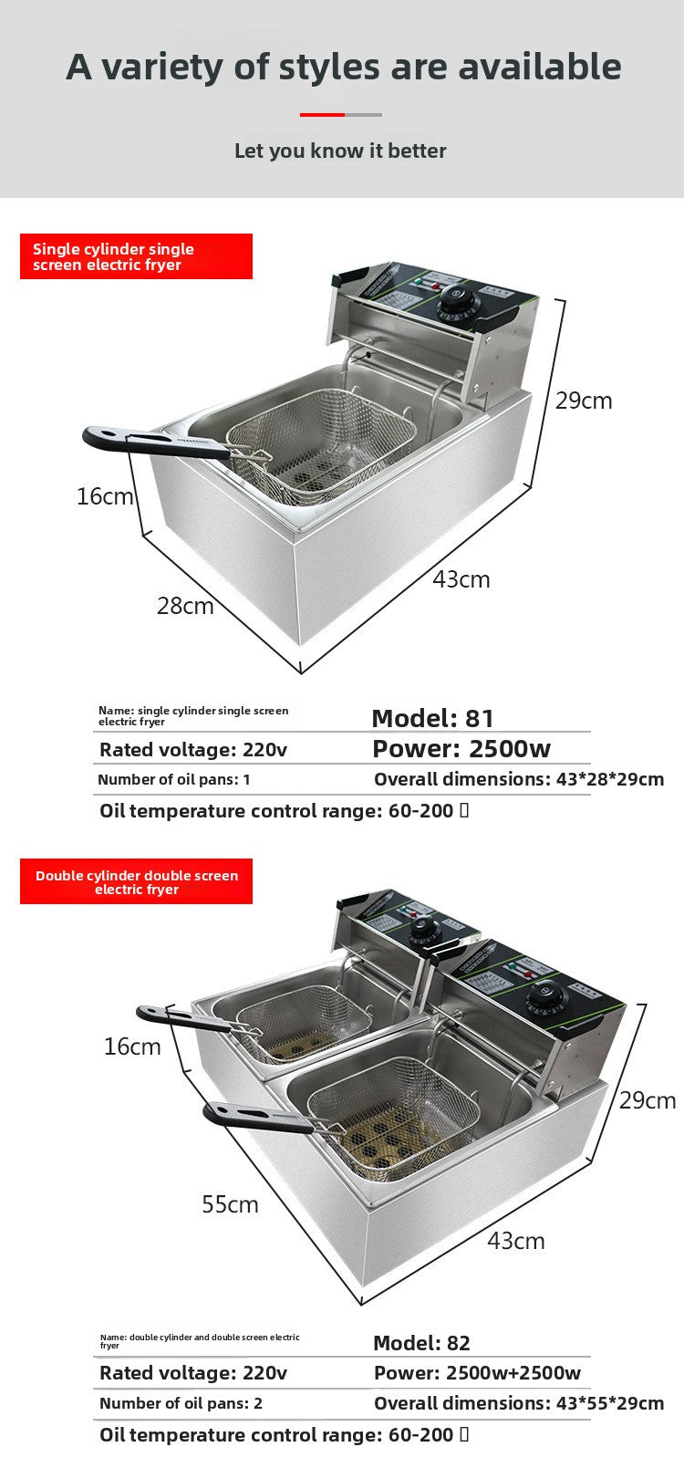 Deep Fryer Double Cylinder Fried Skewers Fried Chicken
