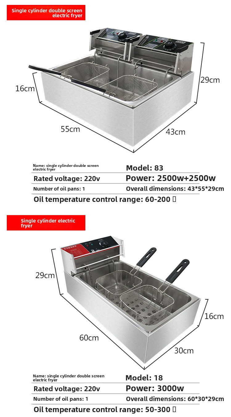 Deep Fryer Double Cylinder Fried Skewers Fried Chicken