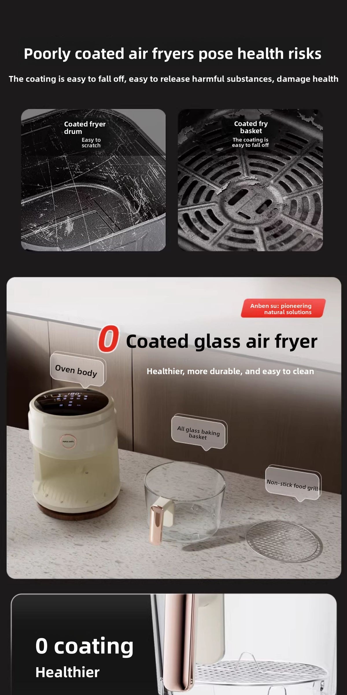 Air Fryer Glass Visual 4l Air Electric Fryer