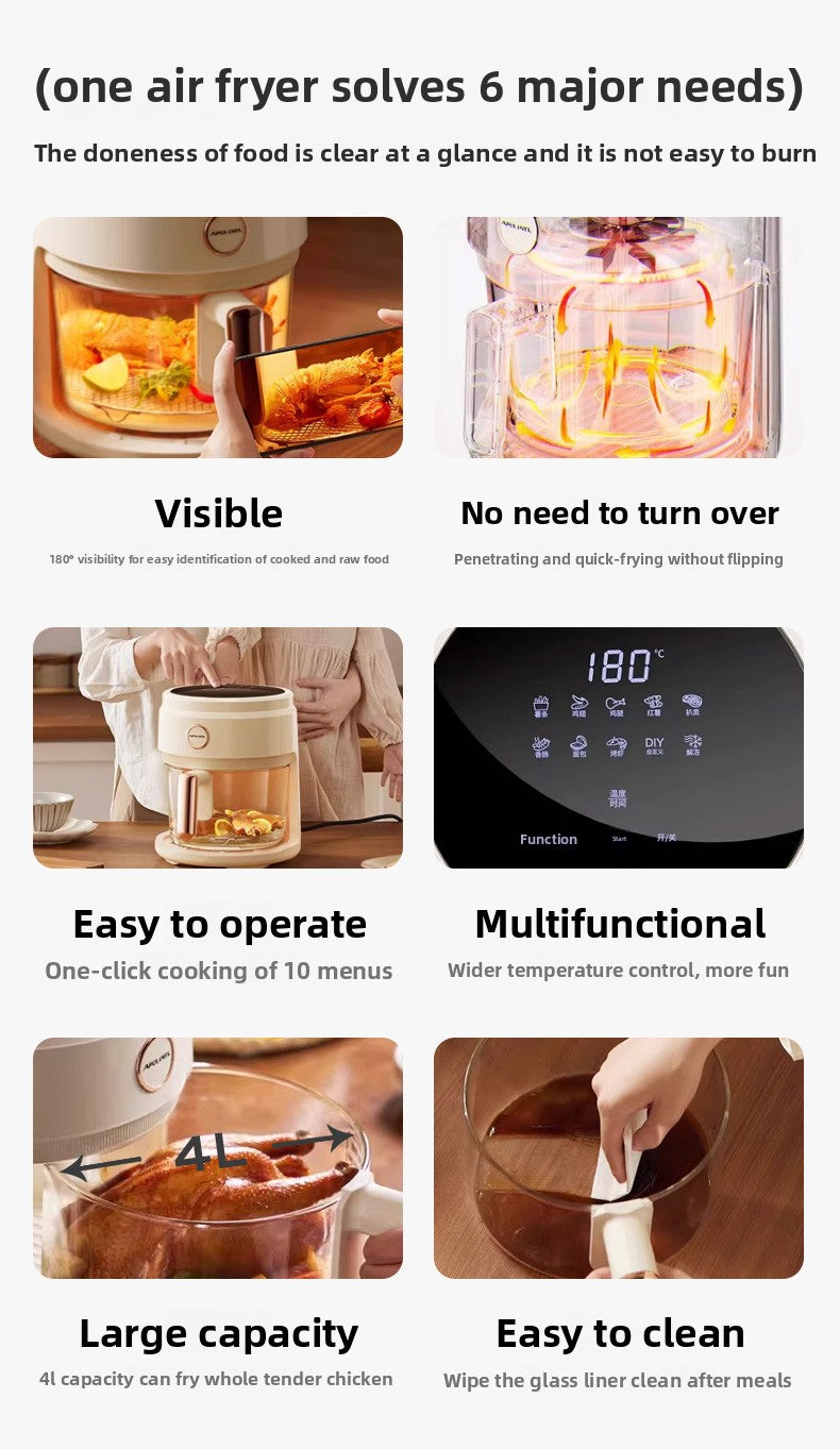 Air Fryer Glass Visual 4l Air Electric Fryer