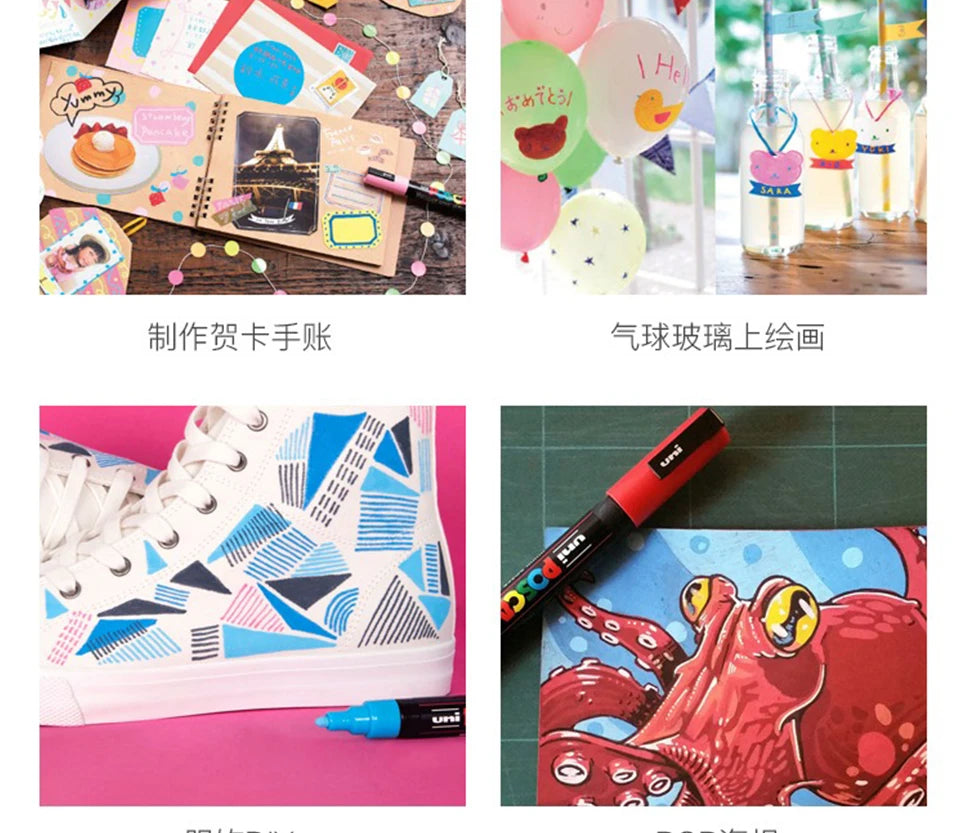 Uni Posca Markers Colors Pc-1m/3m/5m Acrylic Gift Box