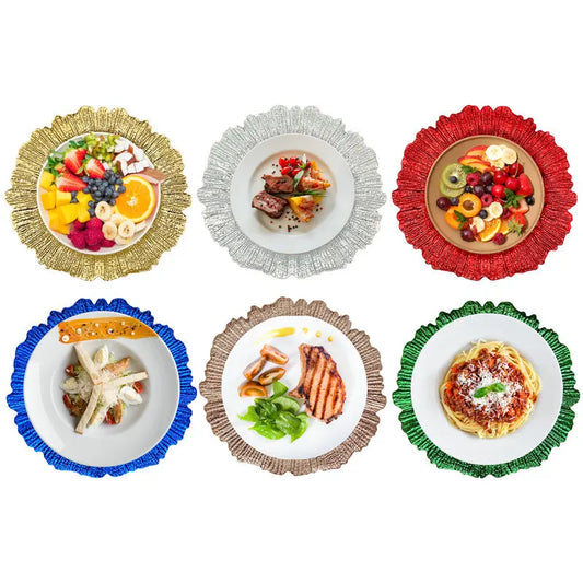 Dinner 13 Inch Gold Plastic Beaded Charger Plates