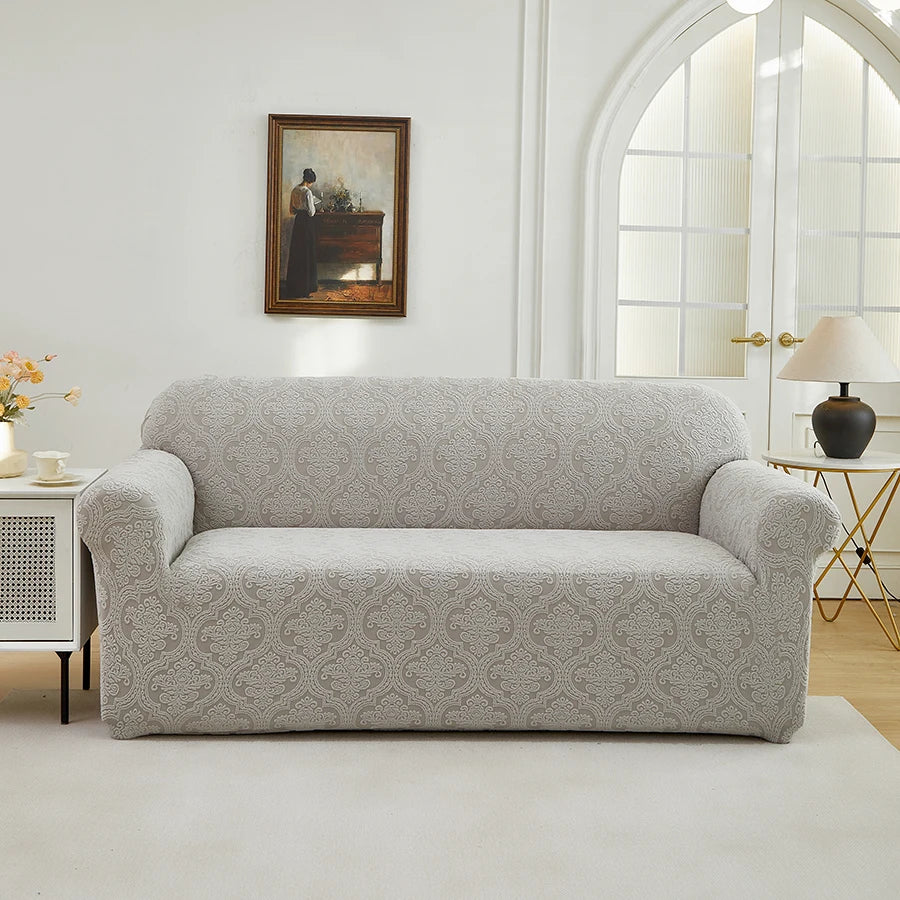 Polar Fleece Jacquard Sofa Cover Royal Floral Pattern
